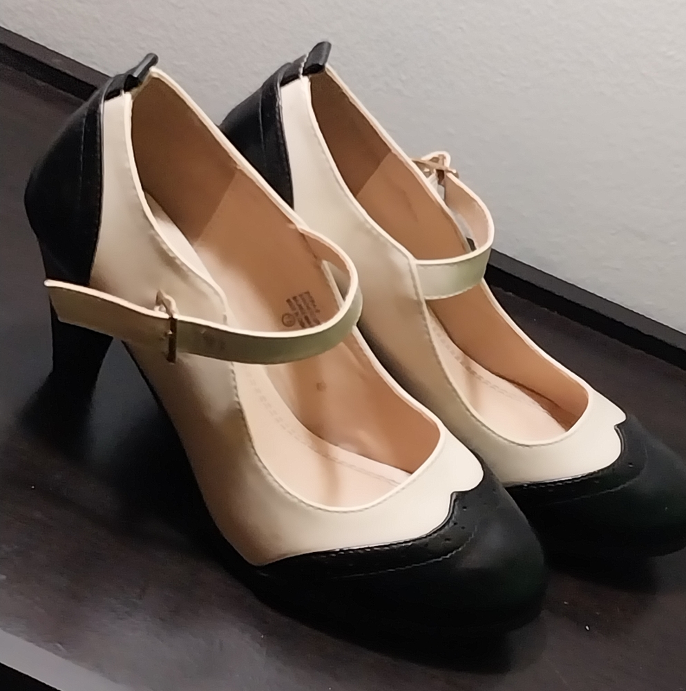 Black and white Mary Janes